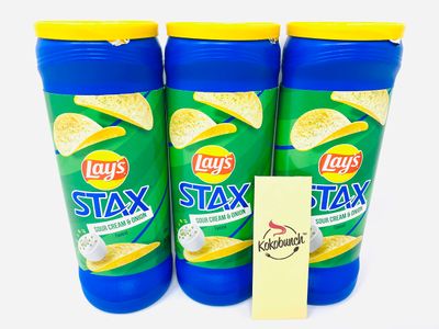 Stax Chips Potato Crisp Sour Cream and Onion Snack Pack Chip Flavors Bundle 3Pk- 5.5 oz