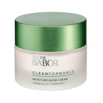 BABOR CLEANFORMANCE Moisture Glow Cream, Lightweight Daily Moisturizer with Light-Reflecting Pigments, Instant Glow and Hydration, Prebiotics Probiotics Facial Cream, Radiant Even Complexion, 1.7 oz
