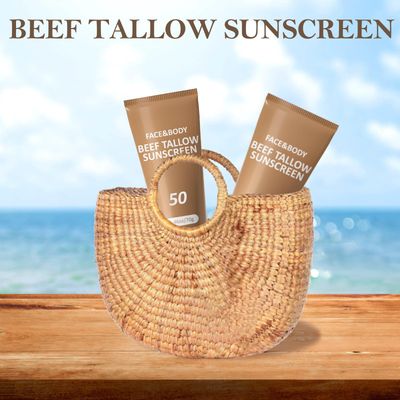 Tallow Sunscreen, Beef Tallow for Skin, Beef Tallow Sunscreen, Unscented Grass-Fed Beef Tallow Natural Moisturizing Cream for All Skin Type Deep Hydration Non Greasy Anti White Cast