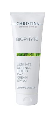 Christina Bio Phyto Tinted Day Cream with SPF 20 Hyaluronic Acid Hydrating Face Moisturizer with Tinted Pigments, Vitamin B9B12, Green Tea Extract Cream for Face with UVAUVB Protection 75ml