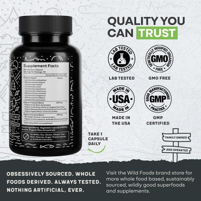 Wild Prebiotics and Probiotics with Digestive Enzymes 20 Billion CFU - 10 Strains for Women Men Support Gut Health Digestion Supplements Non-GMO Prebiotic Fiber 30 Capsules