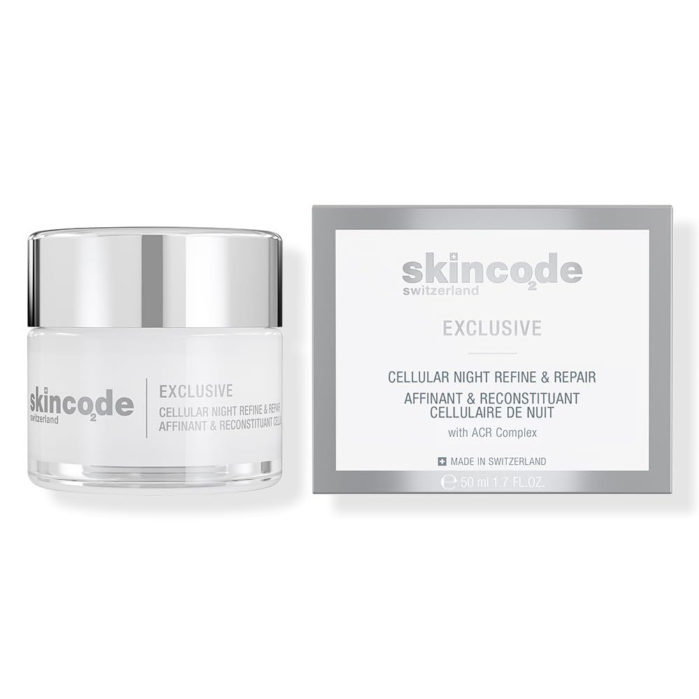 Skincode Exclusive Cellular Night Refine Repair Cream Youth-Boosting Overnight Moisturizer Tripeptide Cell Renewing Complex Reduces Pigmentation Wrinkles (1.7 Oz 50 mL)