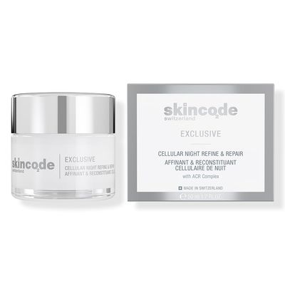 Skincode Exclusive Cellular Night Refine Repair Cream Youth-Boosting Overnight Moisturizer Tripeptide Cell Renewing Complex Reduces Pigmentation Wrinkles (1.7 Oz 50 mL)