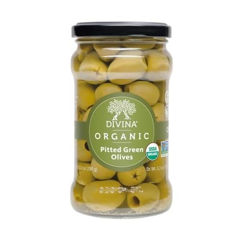DIVINA Organic Pitted Green Olives, 5.3 oz