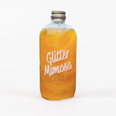 Wood Stove Kitchen Glitter Mimosa Mixer - Tangerine Mango Flavor Enhanced with Sparkling Edible Glitter, Versatile Concentrate for Cocktails Non-Alcoholic Beverages, 16 fl oz Multi-Serve Bottle