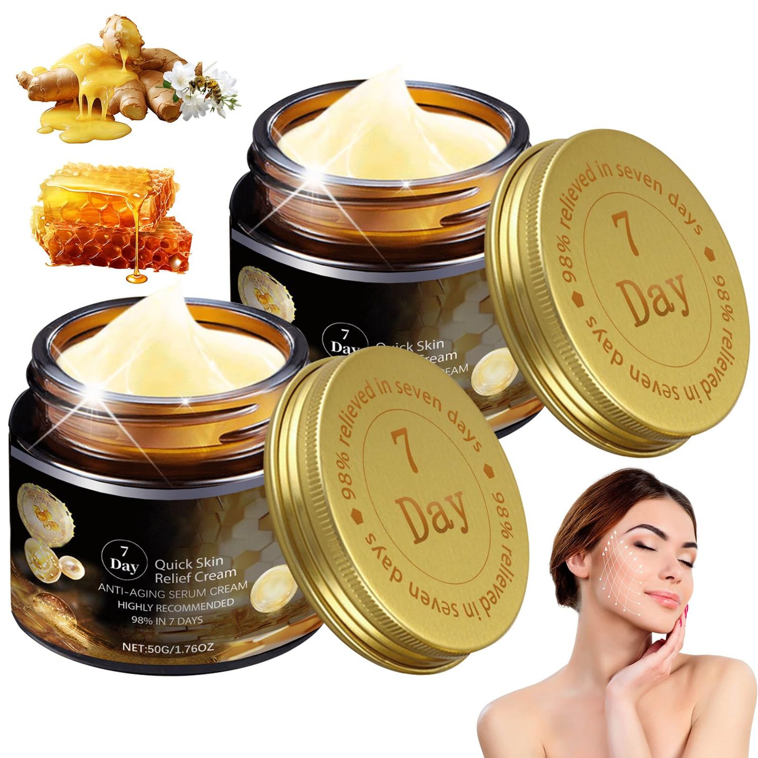 7-Day Quick Skin R-epair Cream, Skin R-epair C-ream, 7-Day Multi-Effect All-in-One Skin Care Cream, Intensive skins care and wrinkle reduction, Skin Care C-ream for All S-kin Types (2pcs)