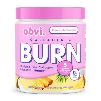 Obvi Collagenic Burn Powder Multi-Collagen Peptide Blend with GBB, Ashwagandha Green Coffee Boosts Metabolism, Supports Skin, Hair, Nails, Joints Pineapple Coconut 25 Servings