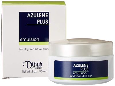 Dinur Cosmetics Azulene Emulsion Day Cream for Dry Sensitive Skin Helps in Hydration Smoother Enhances Improves Skin Clarity Elasticity 2 OZ