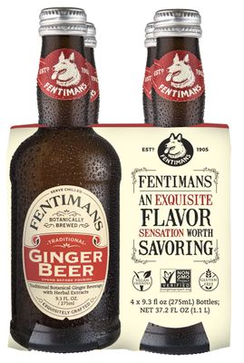 Fentimans Sparkling Ginger Beer - Ginger Ale, Ginger Beer Non Alcoholic, Craft Soda with Herbal Extracts Natural Ingredients, Botanically Brewed - 9.3 Fl Oz (Pack of 4)