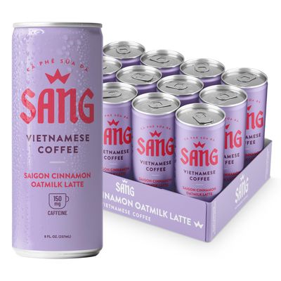 SANG Vietnamese Iced Coffee - Saigon Cinnamon Oatmilk Flavor 8oz Canned Coffee (12-Pack), Robusta and ArabicaCoffee with Oat Milk, 150mg Caffeine, Ready to Drink Coffee, Dairy-Free, Vegan