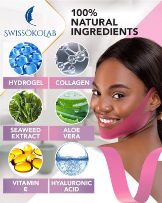 SWISS KOLAB V shape lifting up Face Mask Chin Up Patch Double Chin Reducer Chin Contour Tightening Firming Face Lift Tape Mask V-Line Neck Lifting Patches V Shaped Slimming Face Mask 5 pcs