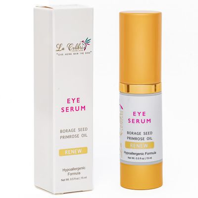 La Colibri Skincare Renew Vegan Under Eye Serum for Dark Circles and Puffiness - Aging Skin Serum for Eye Bags, Fine Lines, Wrinkles, Crows Feet with Borage and Primrose - 0.5 Ounces