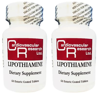 Cardiovascular Research Lipothiamine B Supplement 120 Tablets - Vitamin B1 Now with Alpha Lipoic Acid - 2 X 60 Count