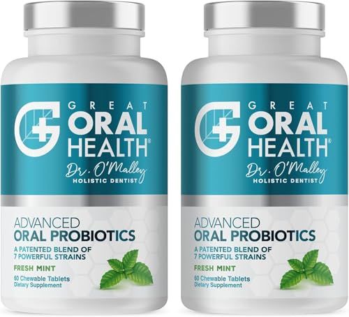Oral Probiotics for Mouth Bad Breath Treatment for Adults: Dentist Formulated BLIS K12 M18 Advanced Oral Probiotics for Teeth and Gums, 60 Chewable Oral Health Probiotics Supplement Tablets (Mint 2pk)