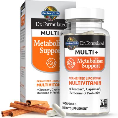 Garden of Life Dr. Formulated Multi Metabolism Support - Fermented Liposomal Multivitamin Chromax, Capsimax, Berberine Probiotics - 30 Capsules
