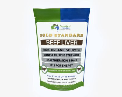 Grassland Nutrition Organic Grass Fed Beef Liver (Freeze Dried) - Natural Iron, Vitamin A, B12 for Energy (120G Powder)