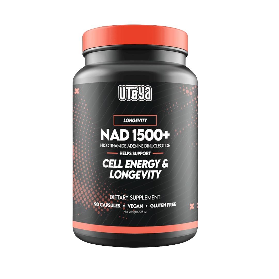 UTOYA NAD 1500 Nicotinamide Riboside Supplements - Trans-Resveratrol Supplement Supports Cellular Energy Metabolism Repair, Vitality, Healthy Aging - VeganGluten Free - 90 Capsules
