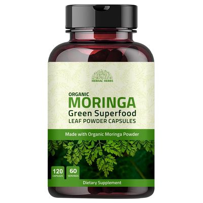 Hebhac Herbs Organic Moringa Capsules 120 Capsules 1000mg - Metabolism, Immune Support Nutrient-Rich superfood Non GMO and Gluten Free
