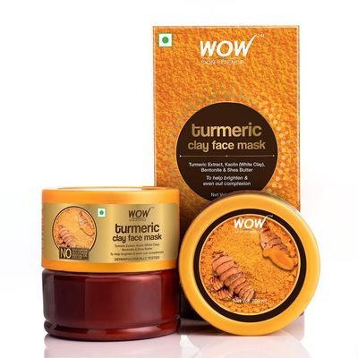WOW Skin Science Turmeric Clay Face Mask - Brightening, Rejuvenating, Cleansing Masque for Even Complexion without Pimples, Blemishes Blackheads - Bentonite Kaolin Clay Facial Mask - 200 ml