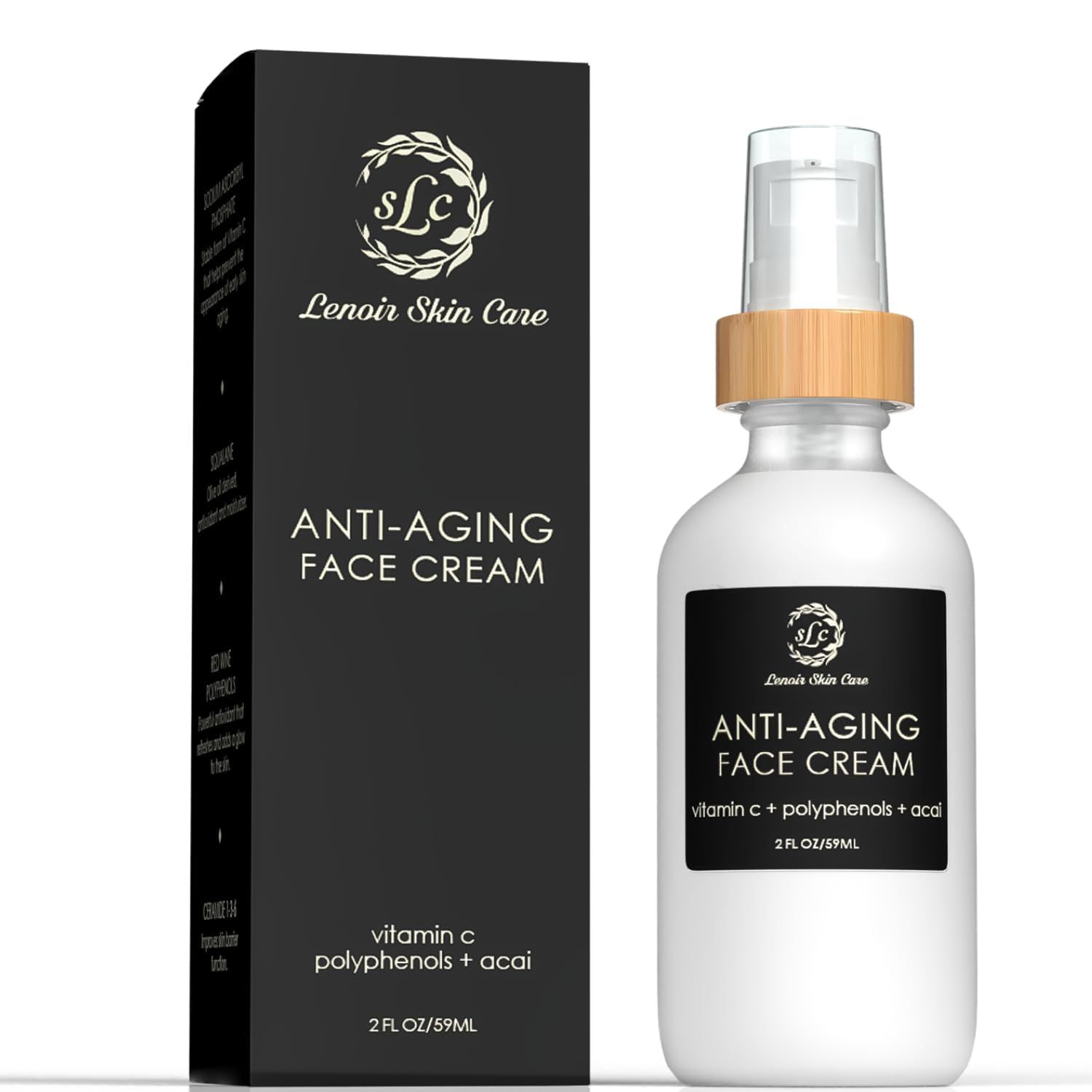Lenoir Skin Care Anti-Aging Face Cream (2 fl.oz59ml) Natural, Fragrance-Free Facial Moisturizer Clean, Vegan, Cruelty Free Skincare for Men Women Spa Collection