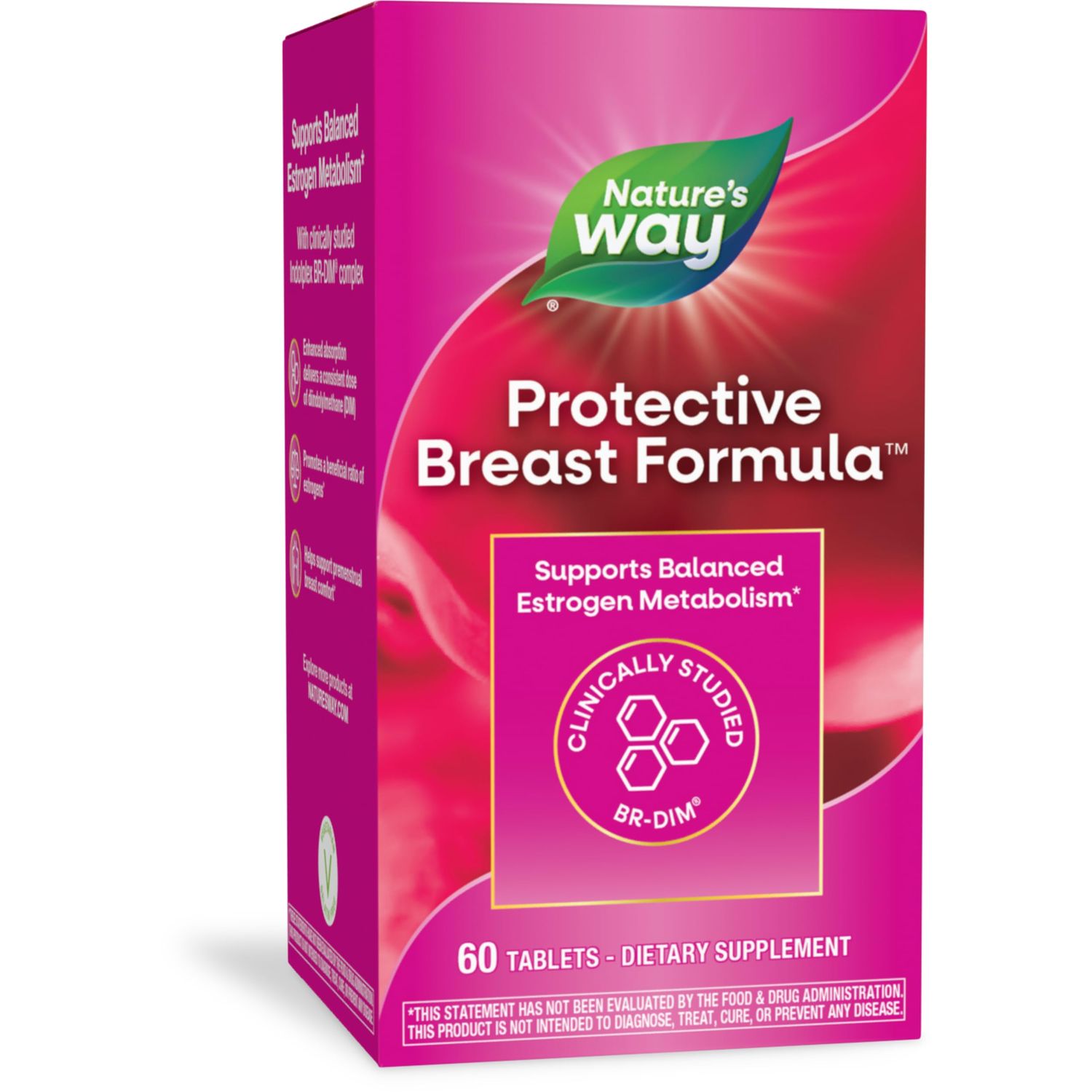 Nature&#39;s Way Protective Breast Formula, Supports Balanced Estrogen Metabolism, Supports Premenstrual Breast Comfort, with BR-DIM, Turmeric Extract, and Vitamin D3, 60 Tablets (Packaging May Vary)