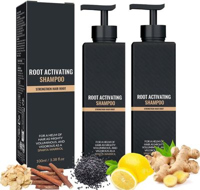 Root Activator Shampoo, 2PCS Shampoo, RNatural Hair Regrowth Shampoos For Men Women, Smooth Repair Conditioning Shampoo For Anti-Hair Loss (2, rose)