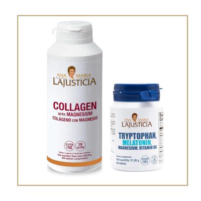 Ana Maria Lajusticia - Collagen with Magnesium 450 Tablets Tryptophan with Magnesium, Melatonin, and Vitamin B6 Joint and Skin Health with Nighttime Sleep Support