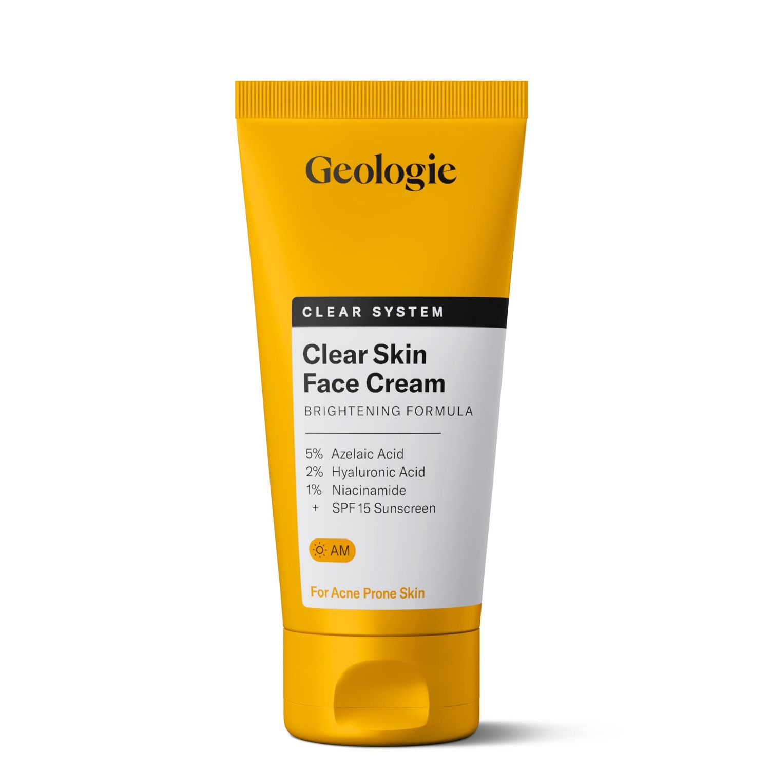 Geologie Clear Skin Face Cream Clear System Daily Moisturizer with SPF15 for Acne-Prone Skin Azelaic Acid, Niacinamide Hyaluronic Acid Lightweight Oil Free 60 ML