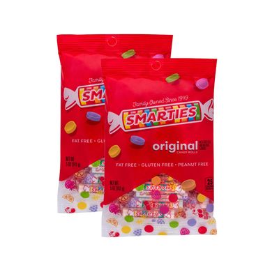 Smarties Candy Rolls Original Flavor Gluten Free Vegan Delight Classic Sweetness from Family Owned Since 1949 Peanut Free, Dairy Free Allergen Free Perfect Halloween Treat - 5 Ounce Pack of 2
