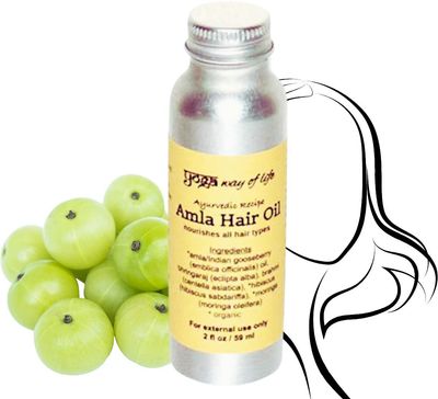 Yoga Way of Life Amla Hair Oil - Organic Indian Gooseberry Herbal Oil Nourishes Hair and Scalp Ayurvedic Recipe 2 FL OZ (Sample)