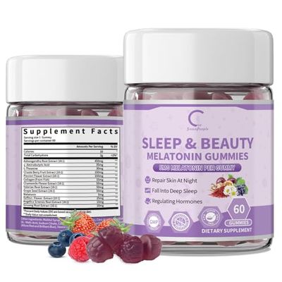 Women&#39;s Melatonin 5Mg Gummies with Ashwagandha, L-Theanine Valerian Root Natural Sleep Aid, Time Release Formula Mixed Berry Flavor, Non-GMO, Gluten-Free, Melatonin Gummies 60-Day Supply