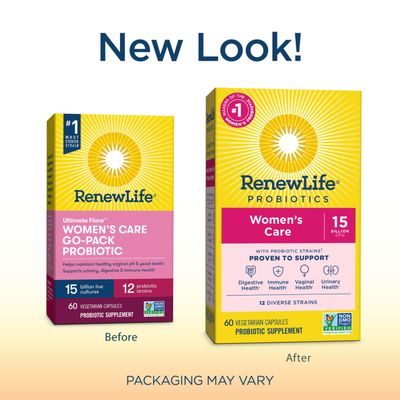 Renew Life Women's Probiotic Capsules, Supports Vaginal, Urinary, Digestive and Immune Health, L. Rhamnosus GG, Dairy, Soy and gluten-free, 15 Billion CFU, 60 Count