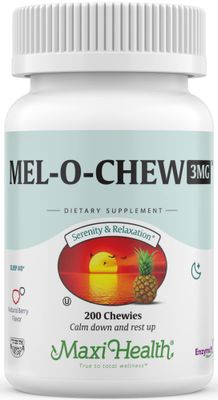 Maxi Health Extra-Strength Mel-O-Chew 3 MG Kosher Chewable Melatonin, Berry Flavor (200 Count)