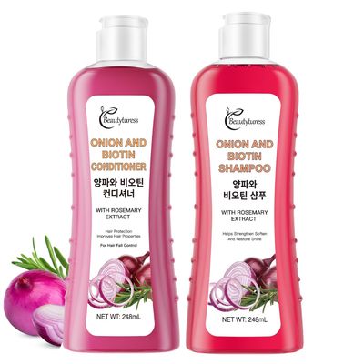 Onion Biotin and Rosemary Shampoo and Treatment Set Shampoo, Conditioner and Treatment for All Hair Types, Pink (248ML2)