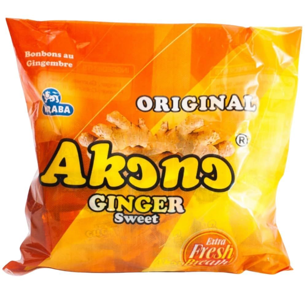 Akono Ginger SweetCandyHard CandyMade from real ginger, 125g (Pack of 2)