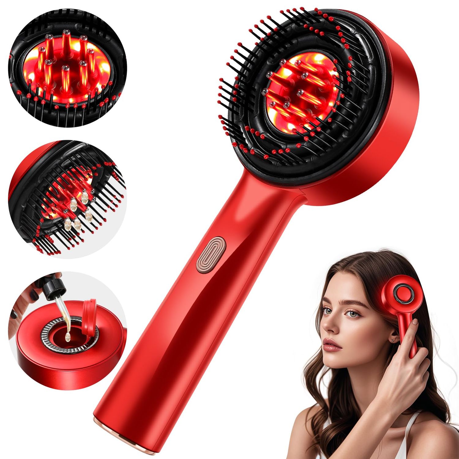 Electric Hair Brushes Upgrade Hair Oil ApplicatorIPX7 Waterproof Head Massager Scalp Shiatsu Cordless Hair Scalp Massager