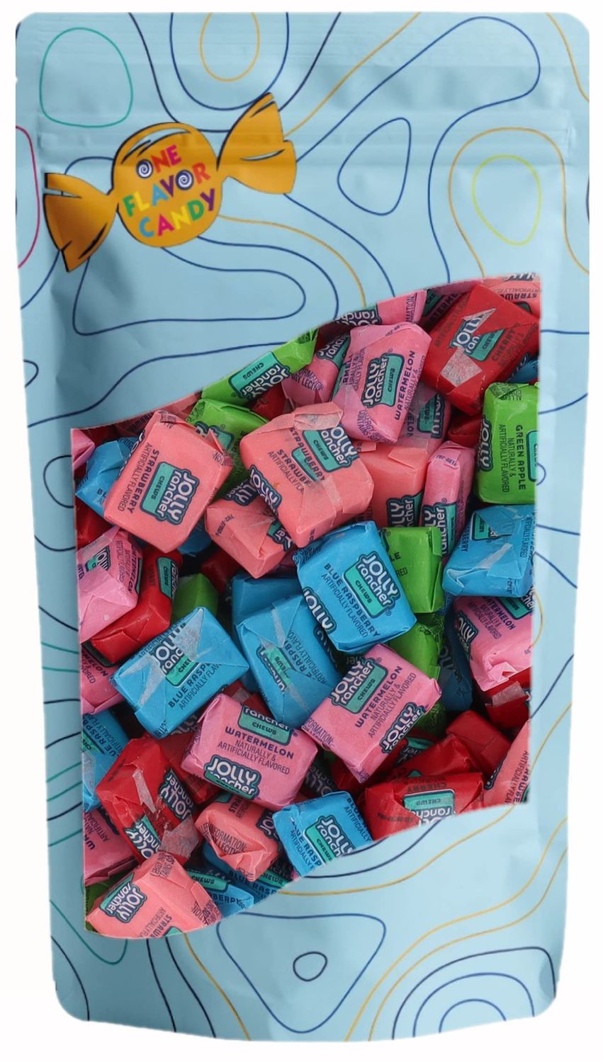 One Flavor Candy Jolly Ranchers Fruit Chews Chewy Candy Candies Bulk in Resealable Bag (Assorted, 1lb)