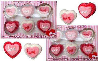 Marshmallow Hearts, Red, Pink and White Great for Party Favors, Love Gift Candy.