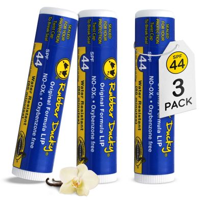 Rubber Ducky Lip Sunscreen, Lip Balm with SPF 44, Water Resistant Sunscreen Lip Balm Vegan, Untinted, Vanilla Flavor, with Vitamin E All Season - Broad Spectrum Sunscreen for Lips