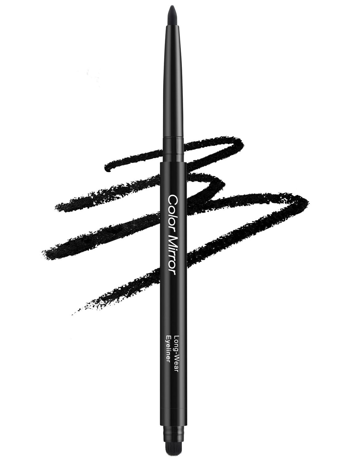 Color Mirror Smudge Proof Eyeliner, Waterproof Retractable Eye liner with Brush, Matte and Shimmer Eyeliner Pencil, Creamy Texture, Long lasting Smooth(01 Black Matte)