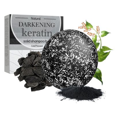 Hair Darkening Keratin Shampoo Bar, Grey Reverse Deep Cleansing Scalp Massage, Regrowth, Anti Hair Loss(Polygonum Multiflorum)