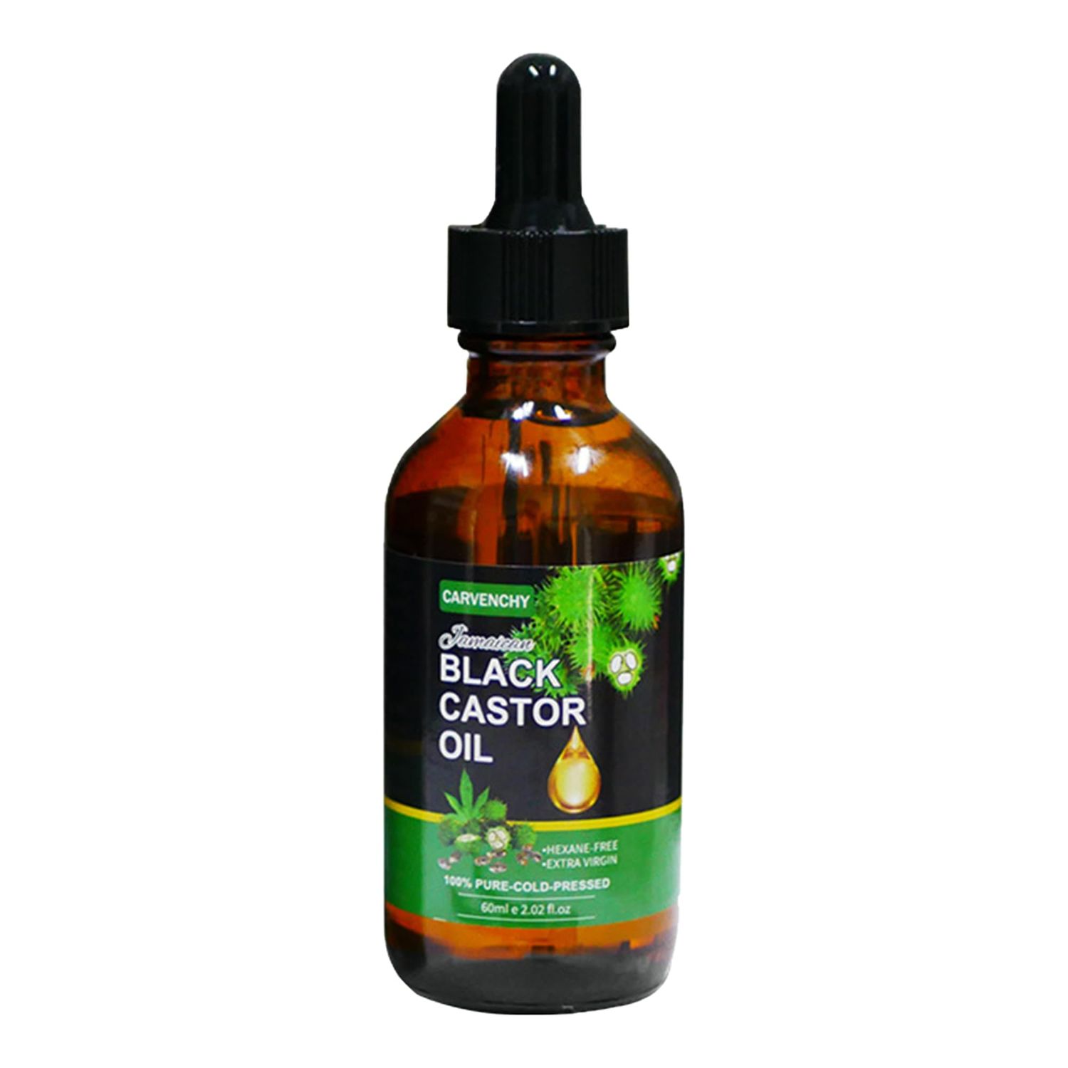 Organic Jamaican Black Castor Oil, Cold-Pressed Unrefined, 100 Pure Natural Hair Growth Oil for Eyebrows, Eyelashes Skin Care, Glass Bottle with Dropper (2.02oz