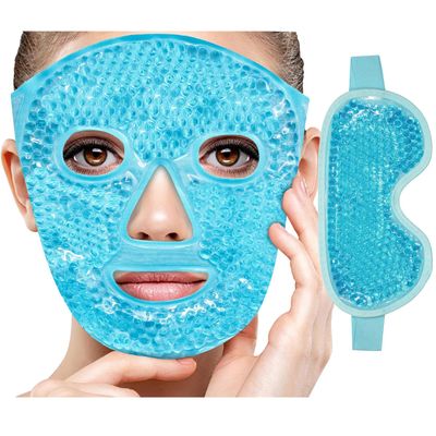 Ice Face Mask Reusable Cold Gel Mask for PuffinessDark CirclesEye BagsDry EyesHeadachesMigrainesStress Relief, Ice Pack for Face (Blue)