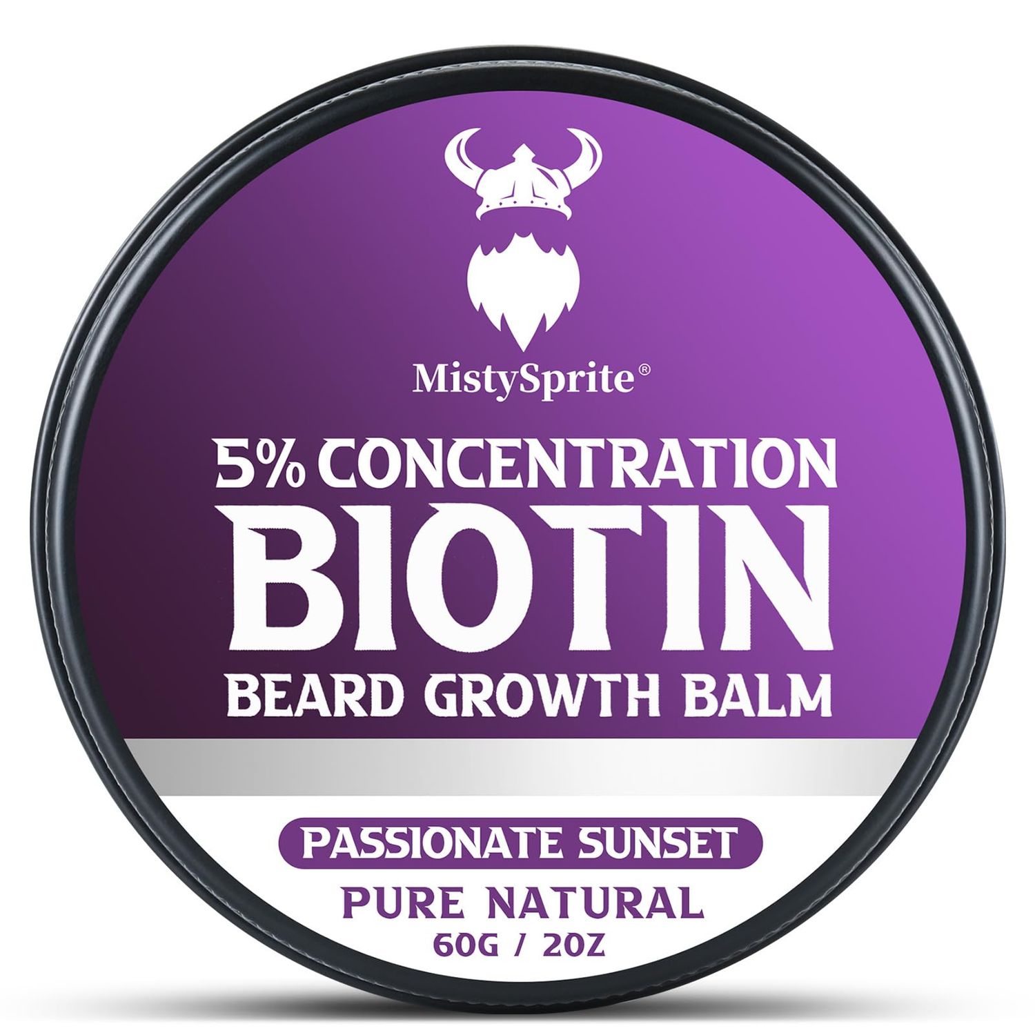5 Concentration Biotin Beard Balm for Men Conditioning Beard Wax - Made with Castor Oil Natural and Organic Ingredients - Hydrates Thickens Facial Hair Growth- 2 Ounce Tin (Passionate Sunset)