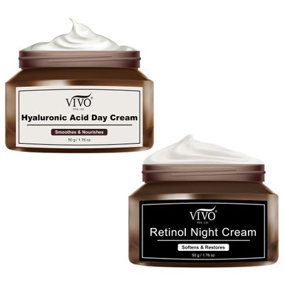 Vivo Per Lei Hyaluronic Acid Day Cream and Retinol Night Cream Combo - Skin Care Set for Women - 1.76 Oz 50 G