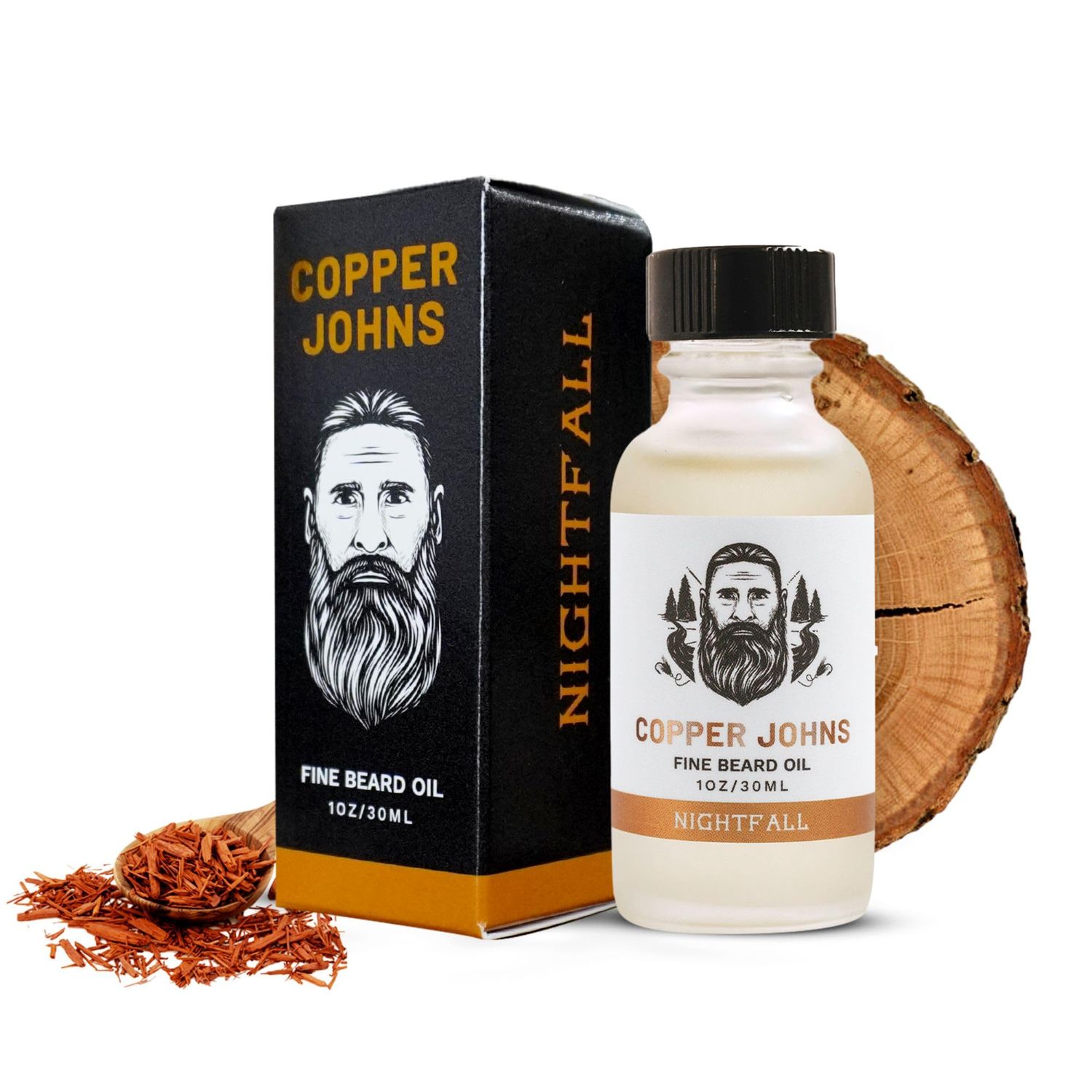 Copper Johns Beard Oil for Men Growth, Castor Jojoba Oil with Sea Minerals, Increases Softness Control for Fuller-Looking Beard, Mens Beard Oil, Nightfall-Cologne Scent, 1 oz