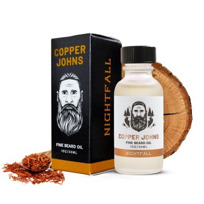 Copper Johns Beard Oil for Men Growth, Castor Jojoba Oil with Sea Minerals, Increases Softness Control for Fuller-Looking Beard, Mens Beard Oil, Nightfall-Cologne Scent, 1 oz