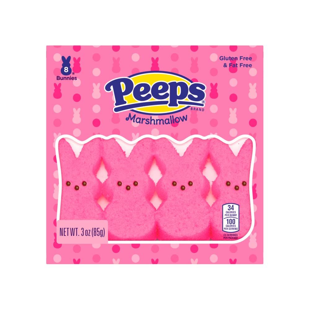 Peep (1 bag) Easter Pink Marshmallow Bunny Candy - 8 Bunnies per Bag - Gluten Fat Free - 3 oz 85 g