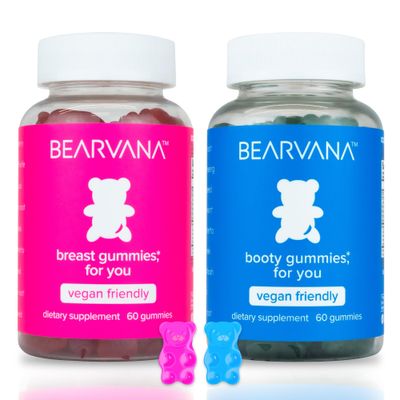 BEARVANA Top Support Peach Support Combo Pack Gummies for Women Workout Aid Fitness Supplement 9 Herbal Extracts Including Fenugreek, Maca Root, Fennel Seed Essential Vitamins Berry Flavor