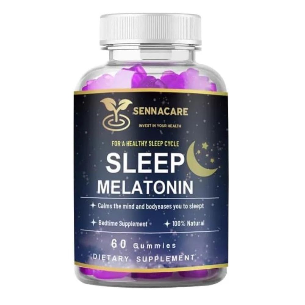 Sennacare Melatonin Gummies for Adults, Sleep Support Supplement with L-Theanine, Chamomile, Lemon Balm, 60 Count - Natural Aid for Restful Sleep